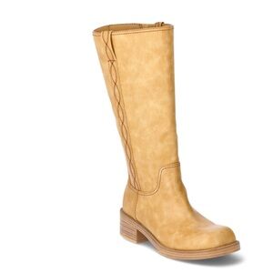 No Boundaries Tall Knee-High Heeled Boots in Mustard. Size 9 new with tag.